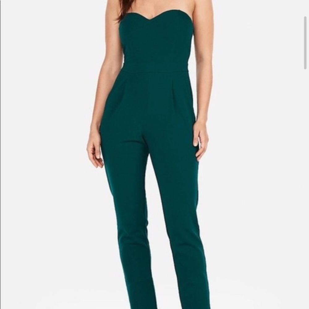 Express Emerald Green strapless Jumpsuit